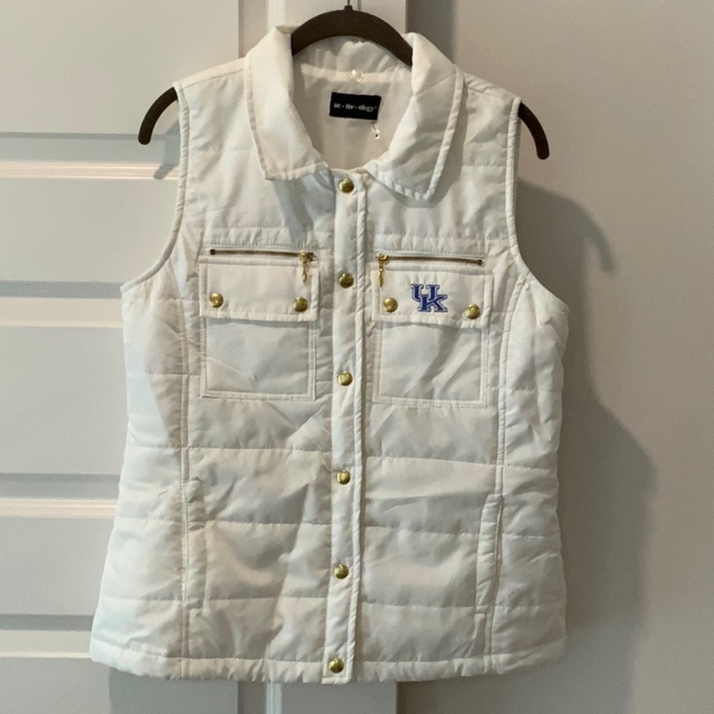 University of Kentucky White Quilted Vest with Gold Accents